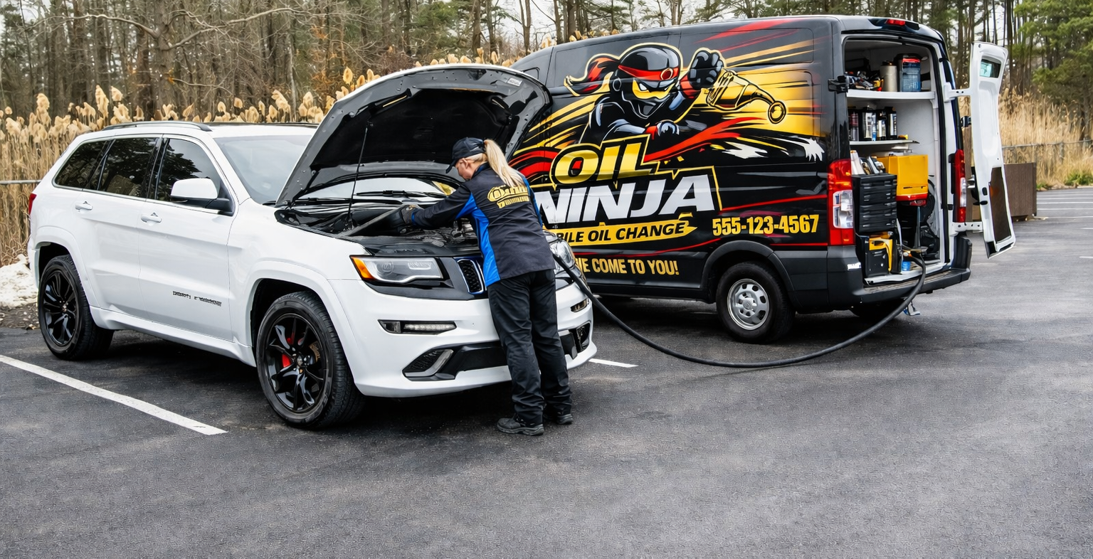 Preventative vehicle maintenance check performed by mobile technician in Northwest Arkansas