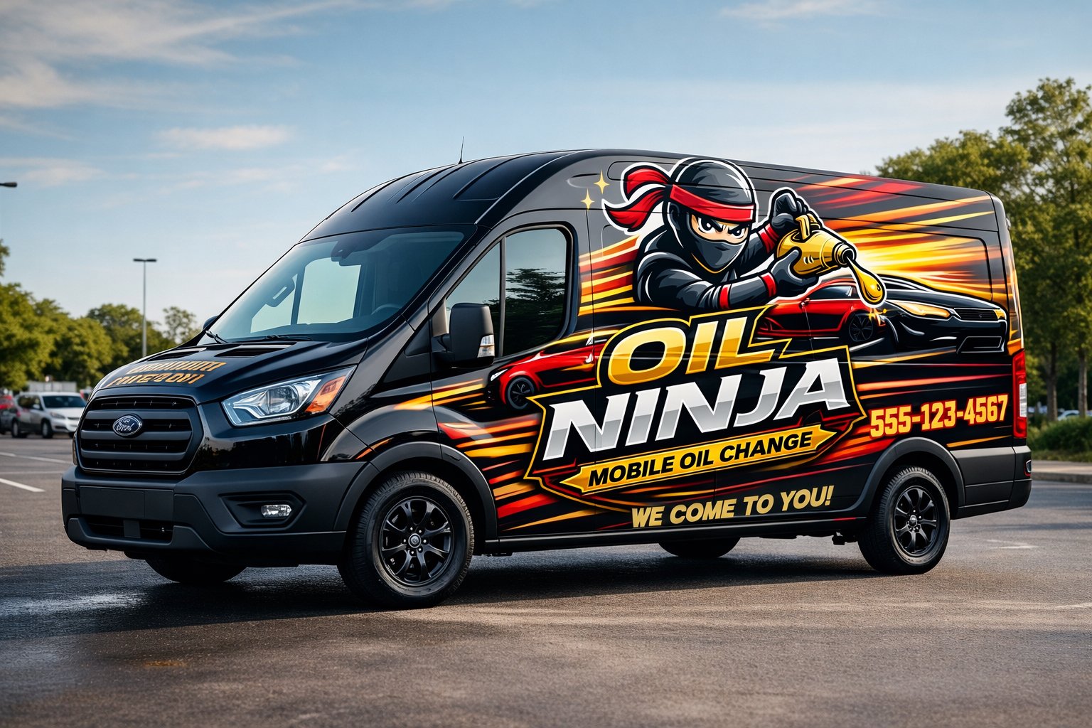 Full synthetic oil change being performed on a truck in Springdale Arkansas
