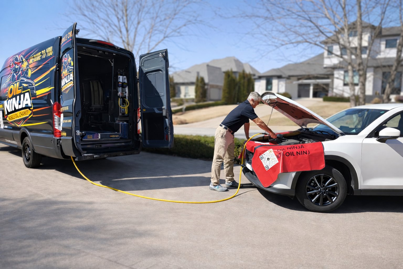 Vehicle undergoing mobile preventative maintenance inspection in Northwest Arkansas
